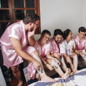 The bride had no friends, and she arranged a "bachelorette party" with male friends