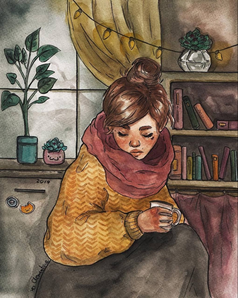 The charm of everyday life in the warm watercolor illustrations of Clementine Petrova