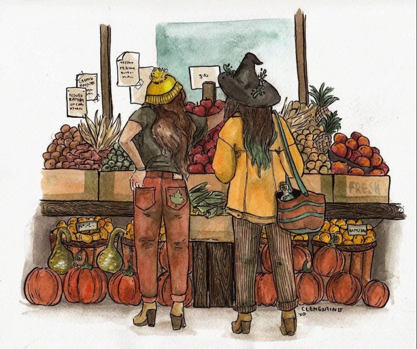 The charm of everyday life in the warm watercolor illustrations of Clementine Petrova