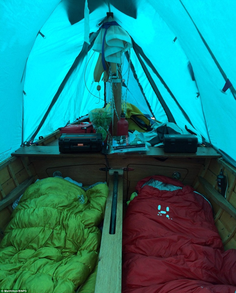 The couple sailed on a homemade boat with oars the way from England to France