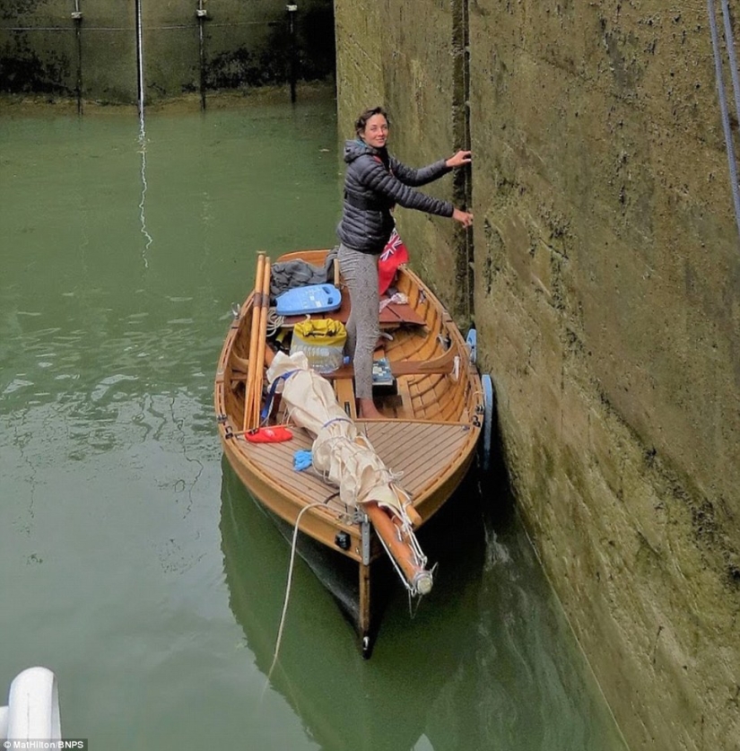 The couple sailed on a homemade boat with oars the way from England to France