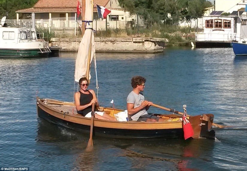 The couple sailed on a homemade boat with oars the way from England to France