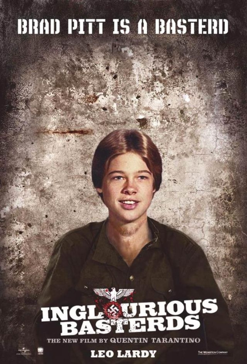 The designer placed children's photos of actors on film posters