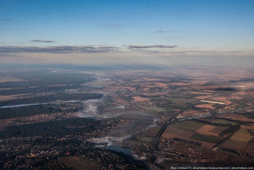 The ghost of Chernobyl on an August morning: a view from above