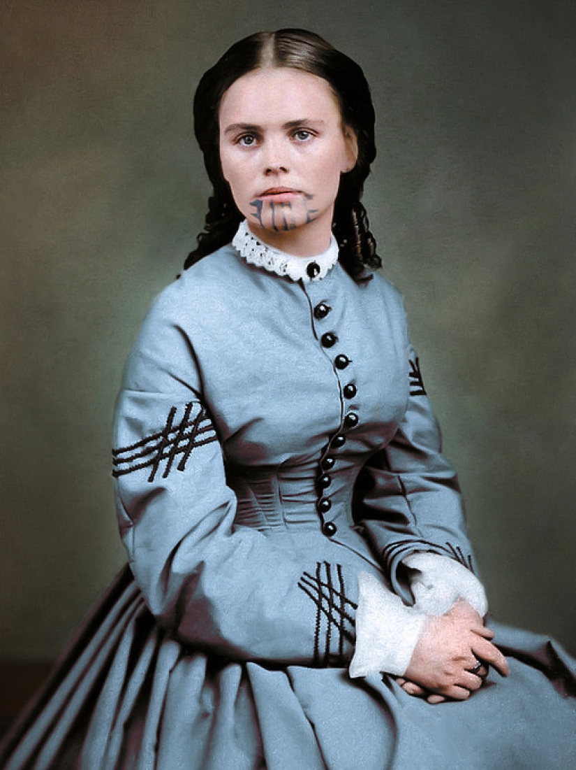 The history of olive Oatman — girl with the tattooed face who has lived five years with the Indians