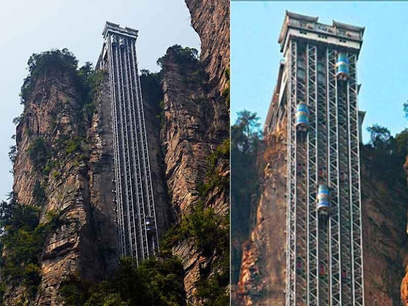 The Hundred Dragons Elevator is the tallest outdoor lift in the world.