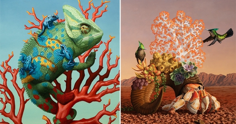 The magic of the animal world in the paintings of the surrealist artist John Ching