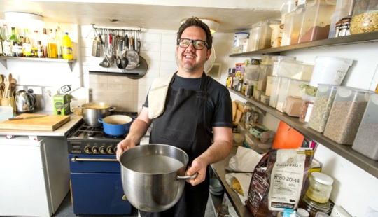 The man turned his living room into a restaurant