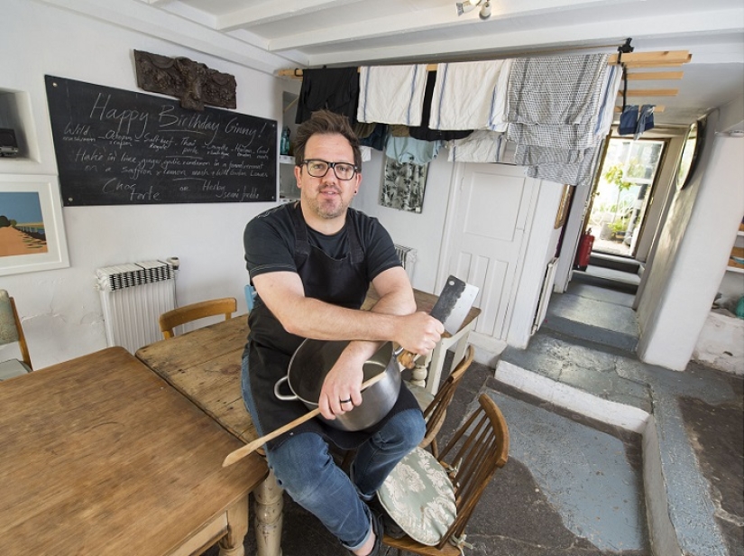 The man turned his living room into a restaurant