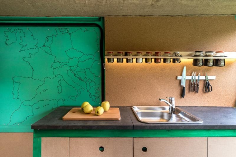 The photographer made a cozy and comfortable mobile home out of a 16-year-old van