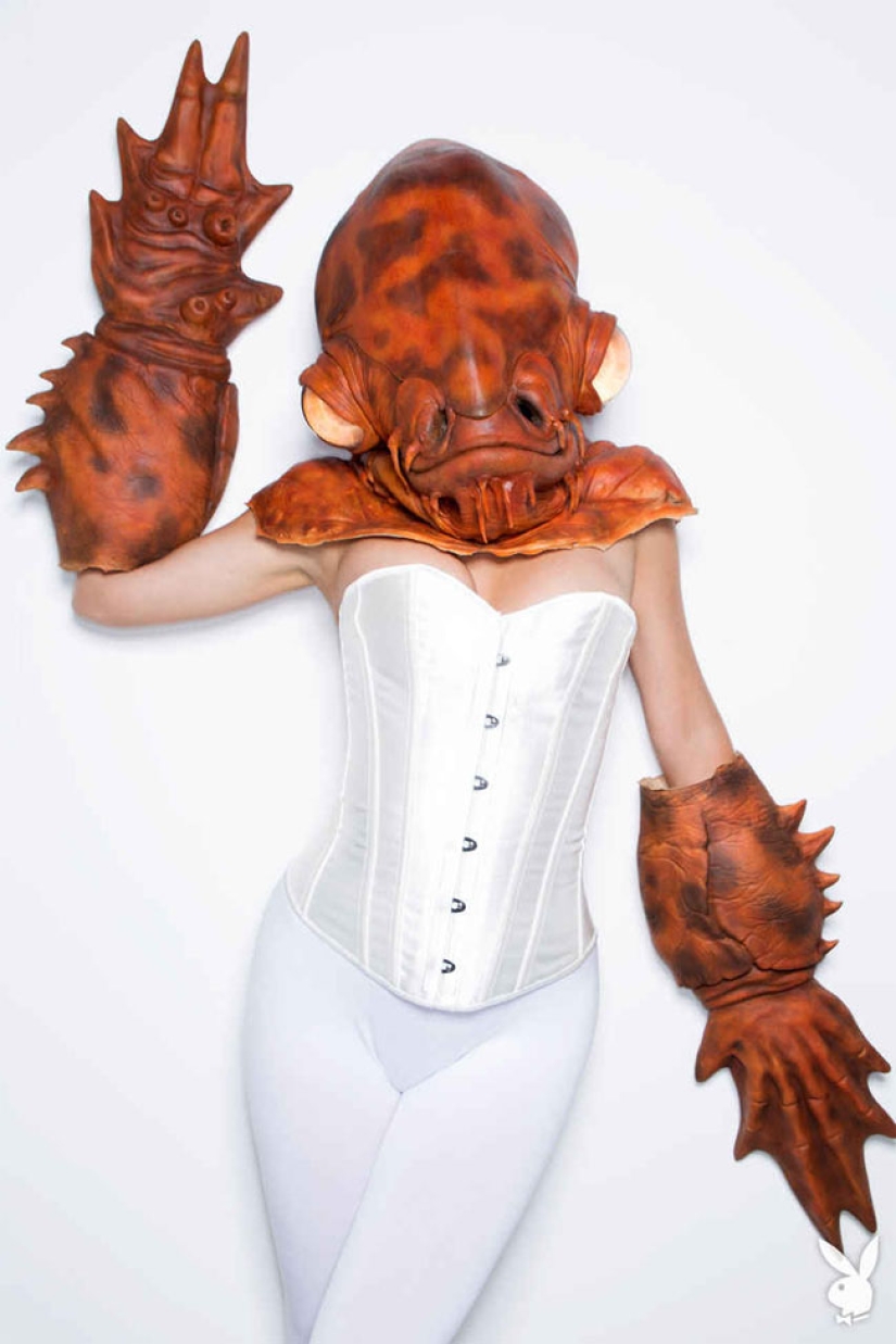 The Playboy model tried on images of her favorite characters from "Star Wars"