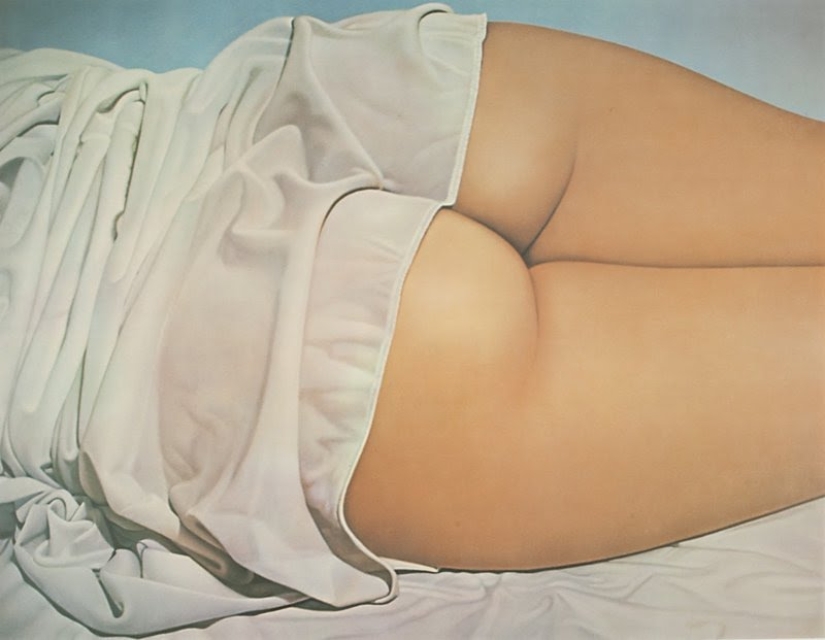 The sexuality of women's thighs in underwear by the American artist John Kaser