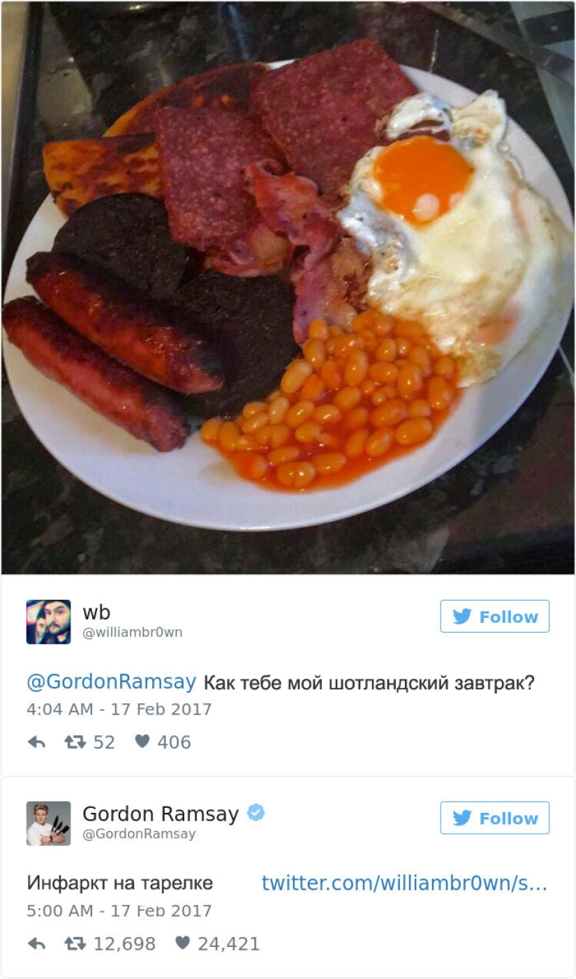 These people regretted that they decided to show their dishes on Twitter to chef Gordon Ramsay