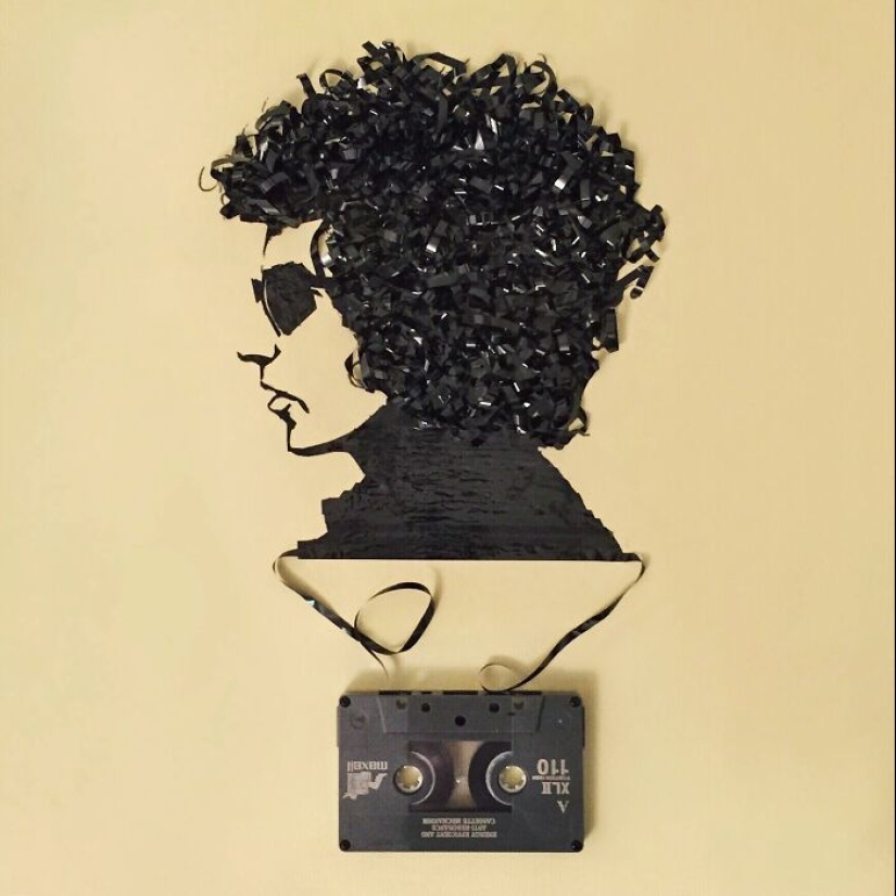This Artist Uses Cassette Tapes To Create Unique Portraits Featuring Her Favorite Musicians