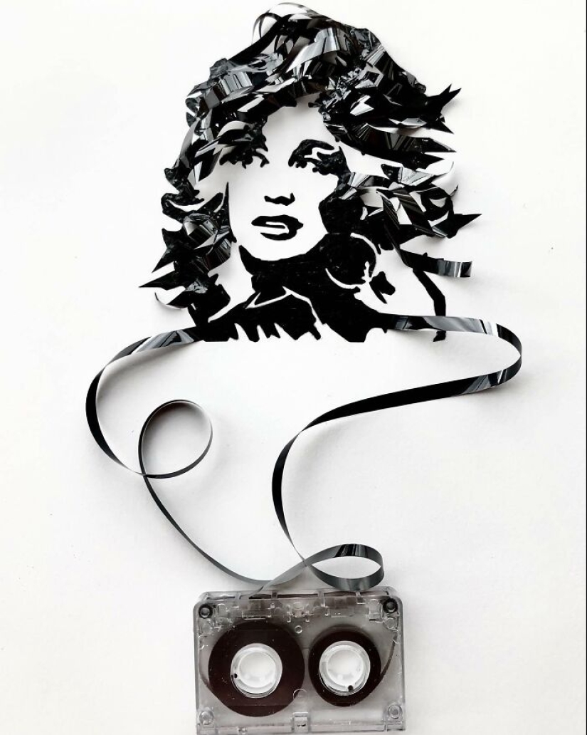 This Artist Uses Cassette Tapes To Create Unique Portraits Featuring Her Favorite Musicians