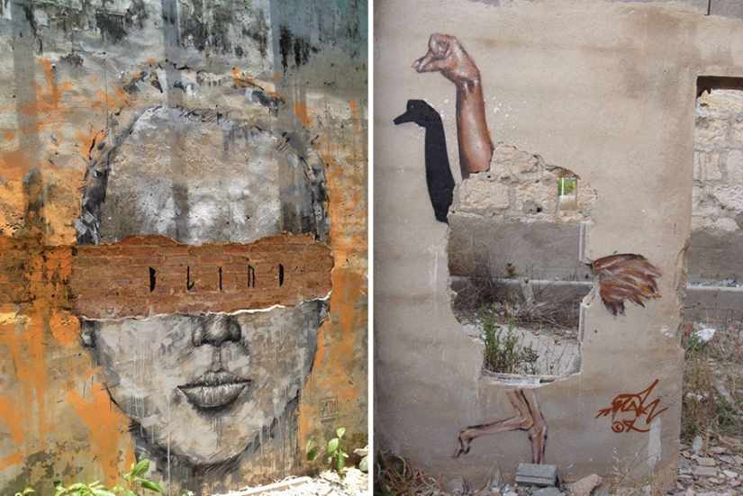 This street art flirts with the environment