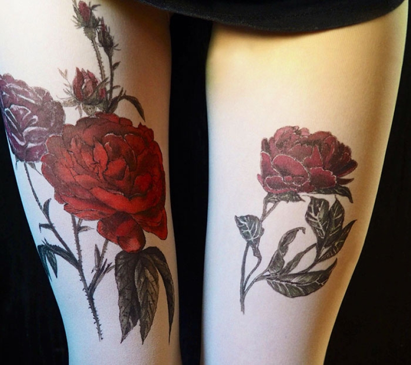 "Tights-tattoos" create the illusion of tattoos on the legs
