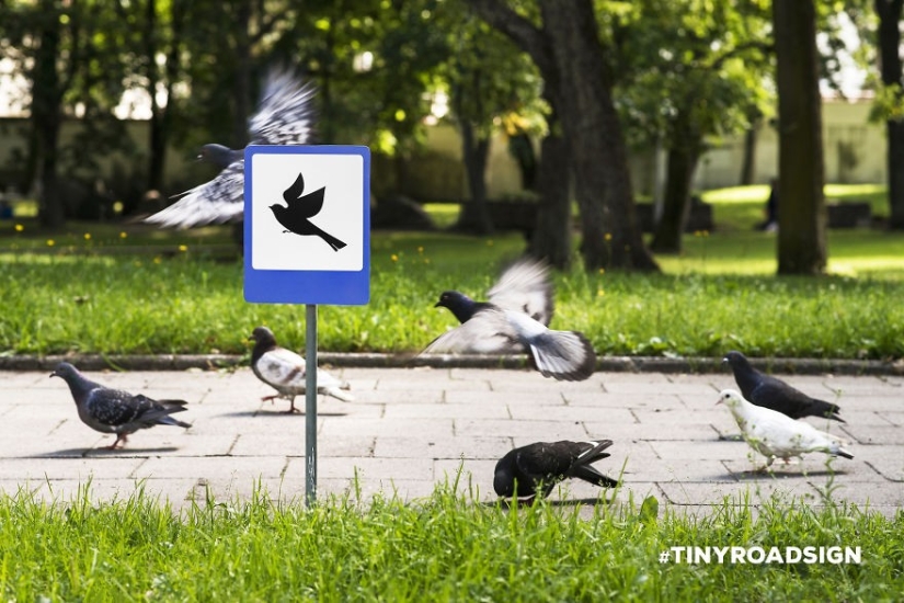 Tiny road signs for tiny Vilnius residents