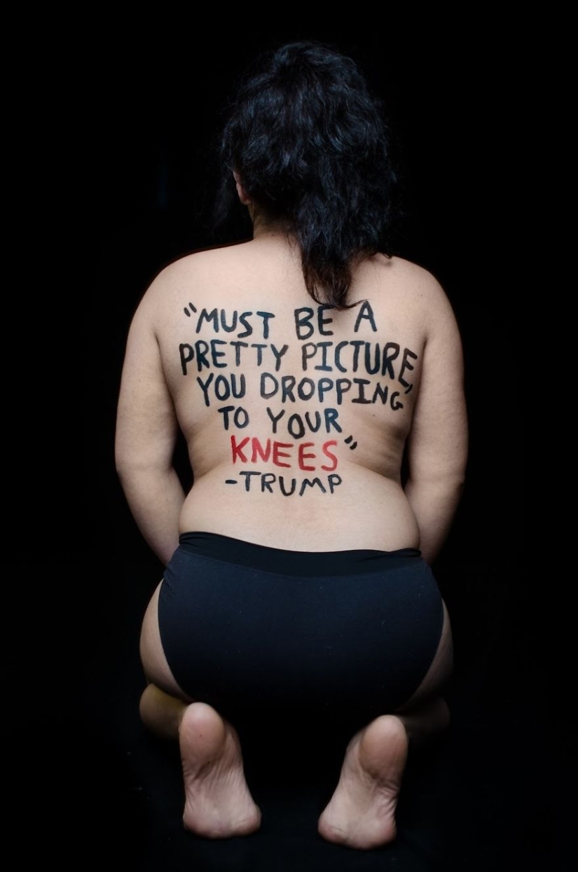 Trump Me: An 18-year-old student put offensive Trump quotes on her body for a bold photo project