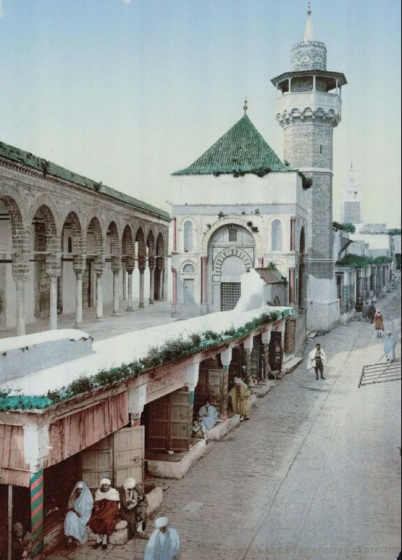 Tunisia of the late 19th century on old colored postcards