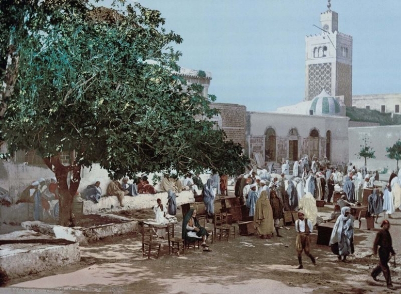 Tunisia of the late 19th century on old colored postcards