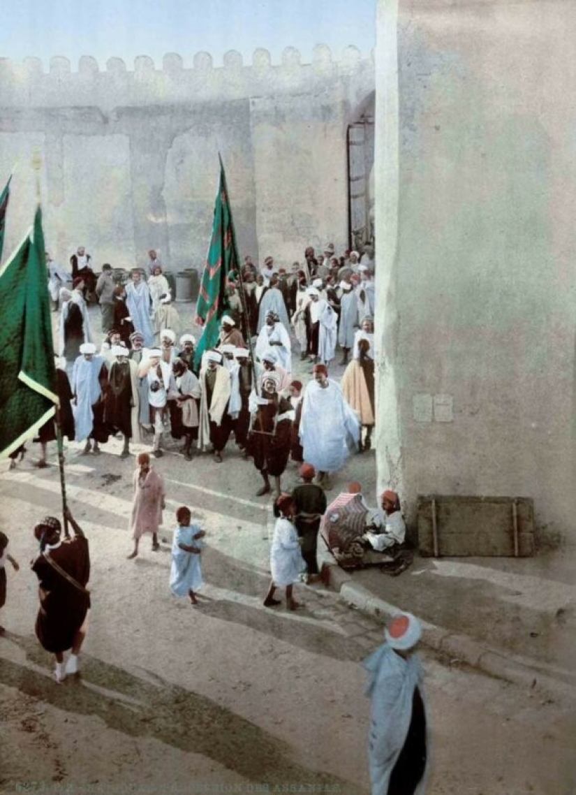 Tunisia of the late 19th century on old colored postcards