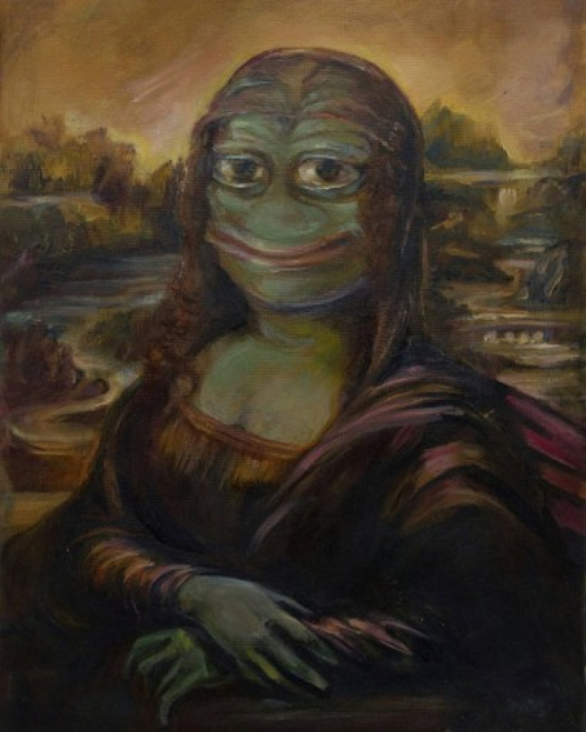 Un artista de San Petersburgo hizo de Pepe la rana el héroe de las pinturas clásicas