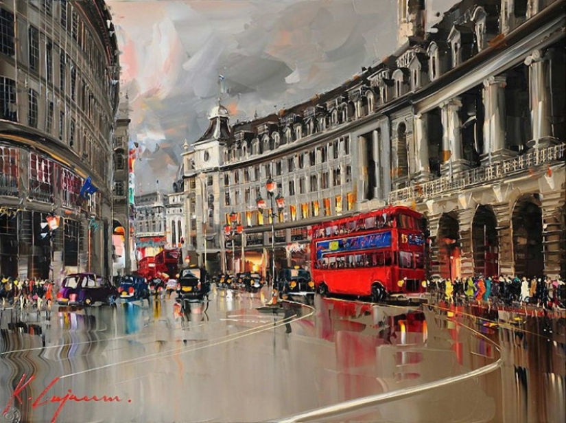 Un artista que pinta con sol y lluvia