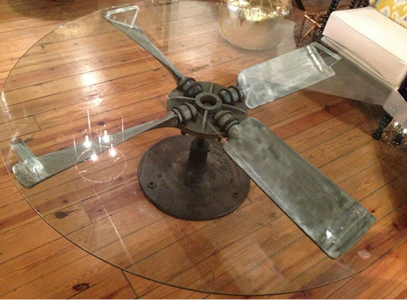 Under the wing of an airplane: fantastic furniture made from old airplane parts