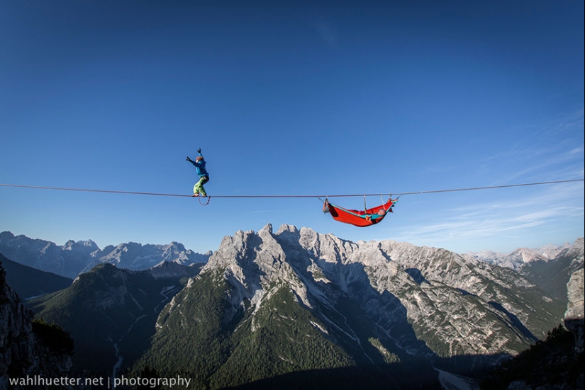 Unusual festival - in hammocks over the abyss