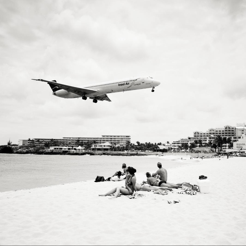 Vacaciones extremas cerca del aeropuerto de la isla de San Martín