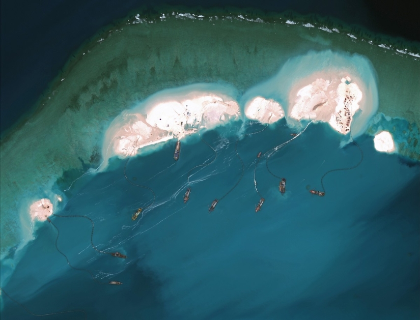 View from heaven: how the Chinese are building islands in the disputed territory