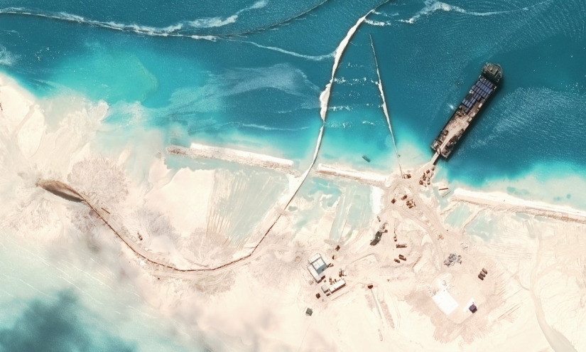 View from heaven: how the Chinese are building islands in the disputed territory