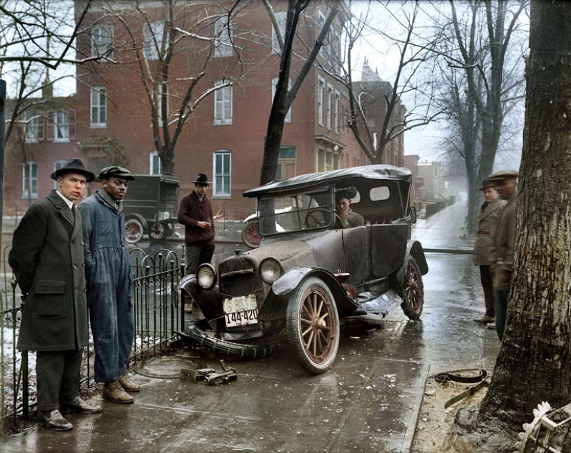 Vintage black and white photo in color