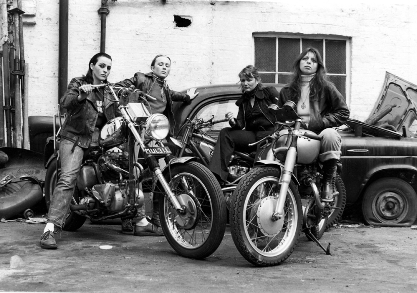 Vintage photos of cool girls on motorcycles