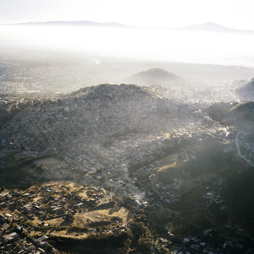 Vista aérea superpoblada de la Ciudad de México