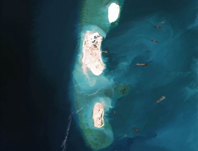 Vista desde el cielo: cómo los chinos están construyendo islas en el territorio en disputa