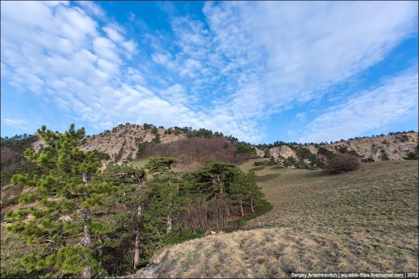 Walk under the clouds. Ai-Petri Plateau in Crimea