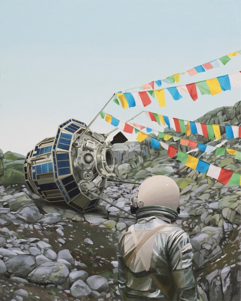 Wandering of a lonely astronaut on the wreckage of civilization