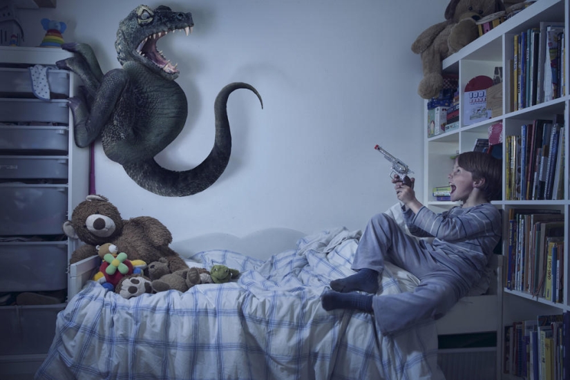 Who is the boss in the house - a funny photo project about children and monsters
