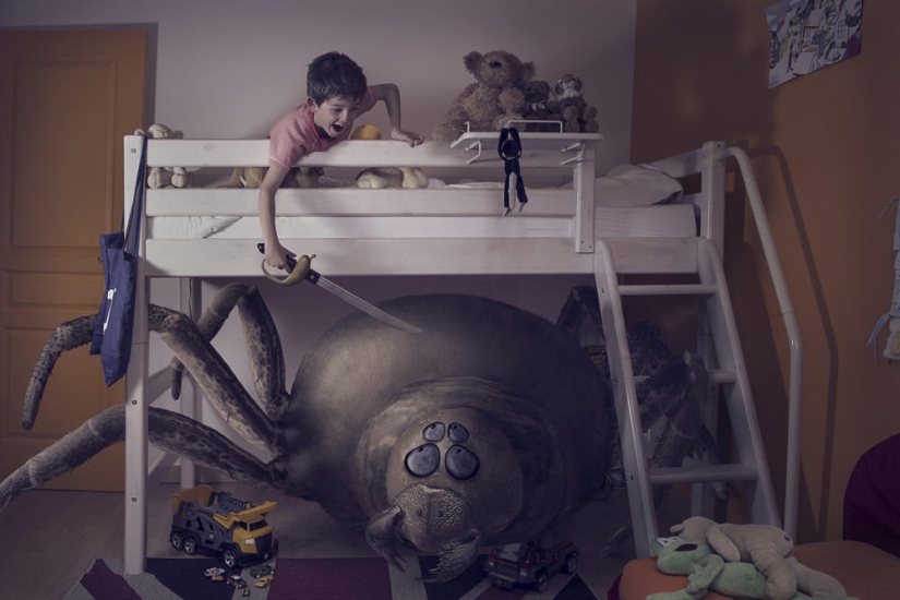 Who is the boss in the house - a funny photo project about children and monsters