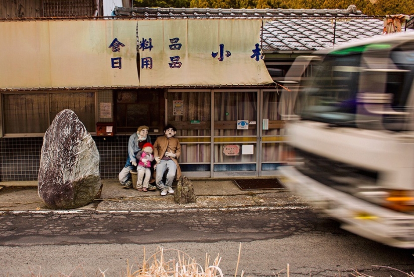 Why do 35 people and 150 stuffed animals live in a Japanese village?