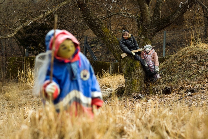 Why do 35 people and 150 stuffed animals live in a Japanese village?