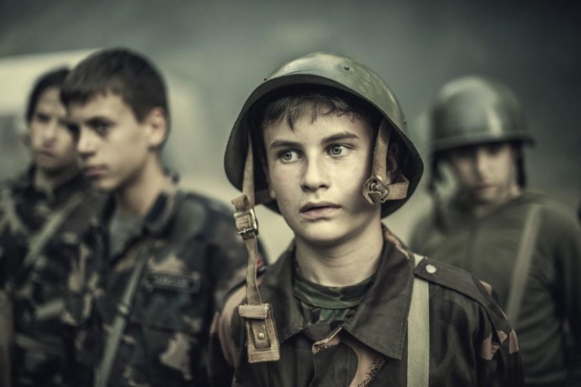 Young Hungarian patriots in a military camp