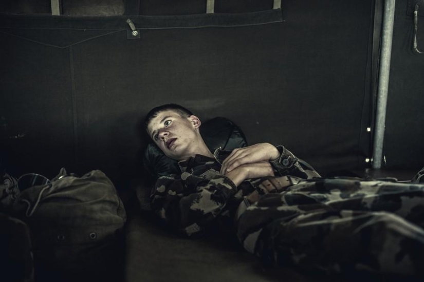 Young Hungarian patriots in a military camp