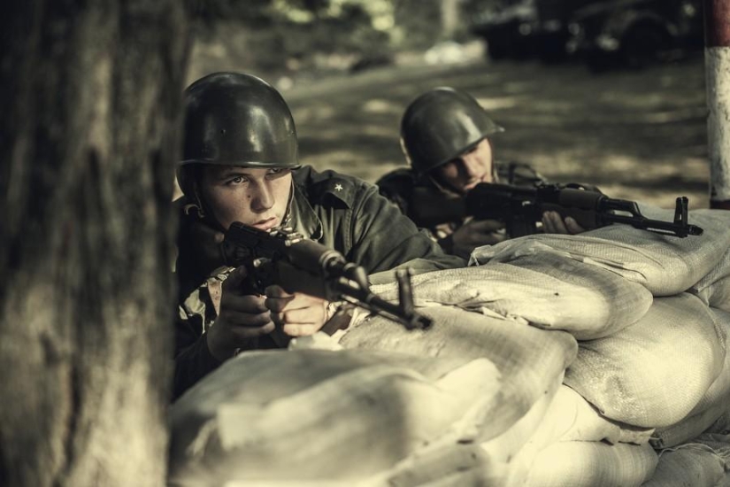 Young Hungarian patriots in a military camp