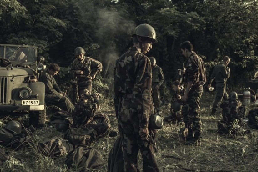 Young Hungarian patriots in a military camp