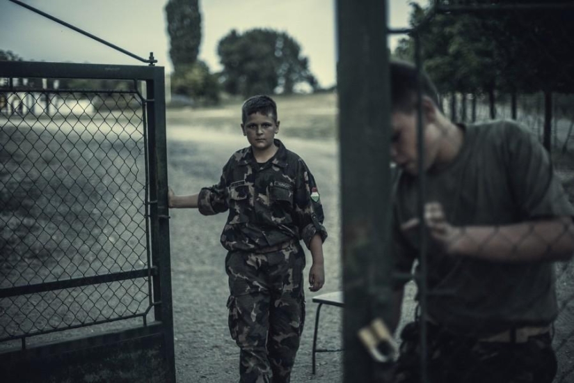 Young Hungarian patriots in a military camp