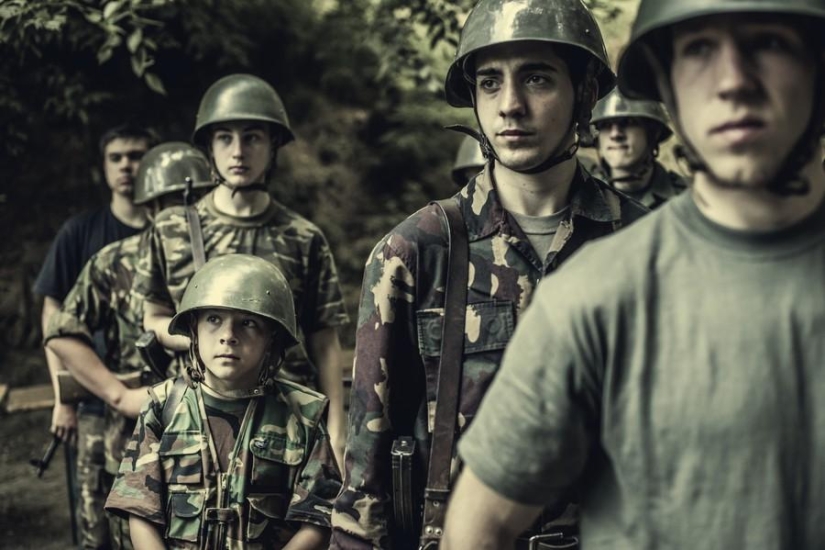 Young Hungarian patriots in a military camp