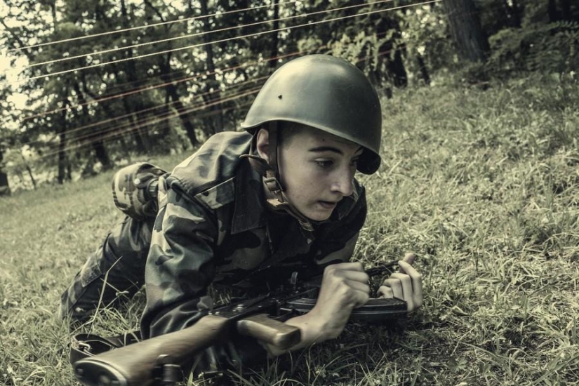 Young Hungarian patriots in a military camp